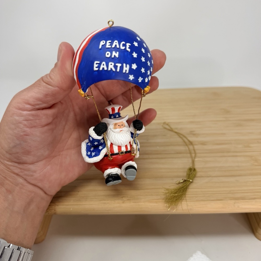 Lenox Stars And Stripes Santa Christmas Ornament New In Box Peace Red White Blu